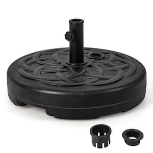 22 in. Fillable Round Patio Umbrella Base Stand Water/Sand Fit Pole 1.5 in. and 1.9 in. in Black
