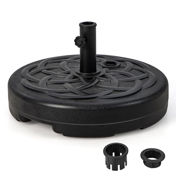 Costway 22 in. Fillable Round Patio Umbrella Base Stand Water/Sand Fit Pole 1.5 in. and 1.9 in. in Black