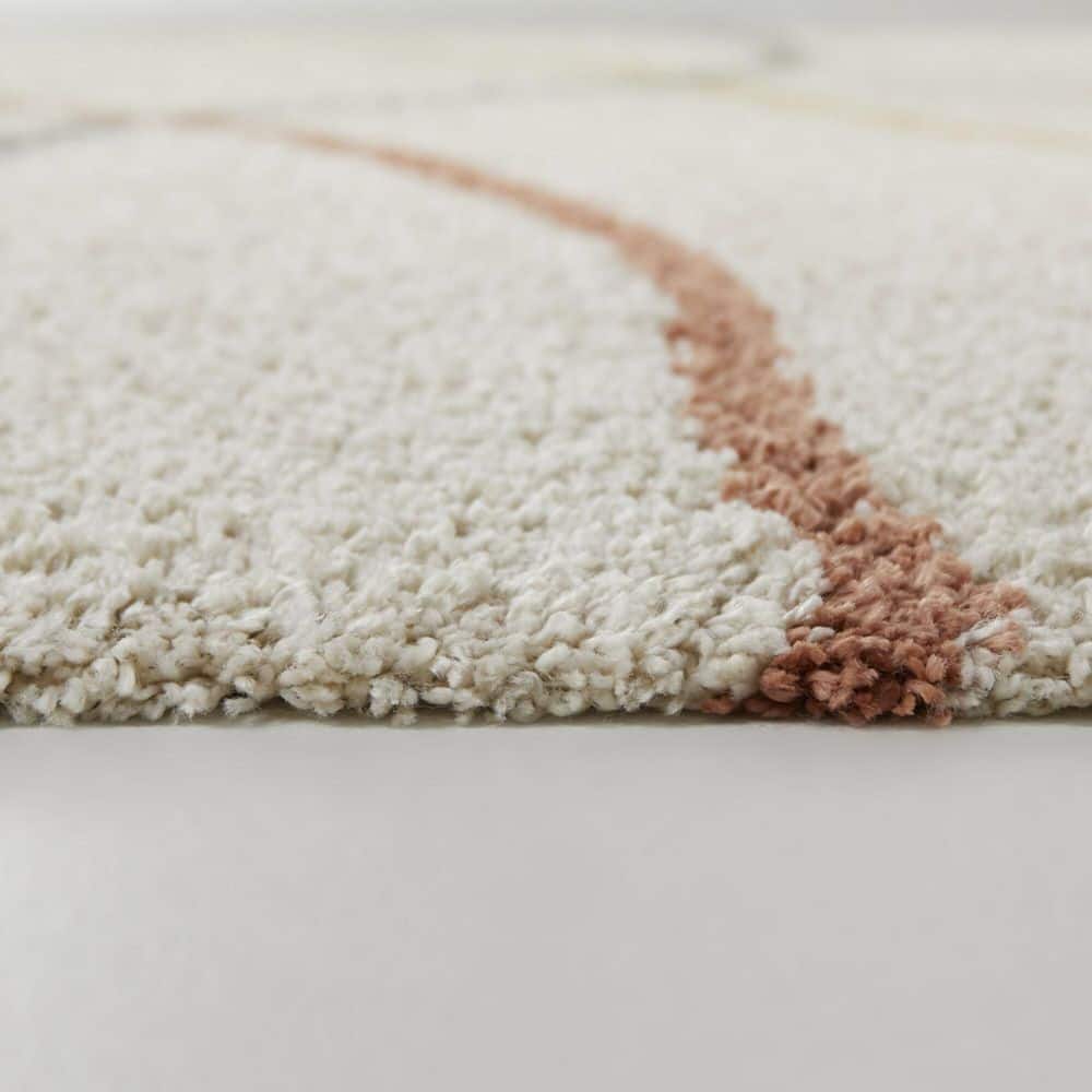 Cream and Multicolor Synthetic Shag Kids' Rug, 5'3" x 7'