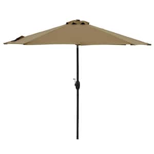 9 ft. Aluminum Market Tilt Patio Umbrella in Brown