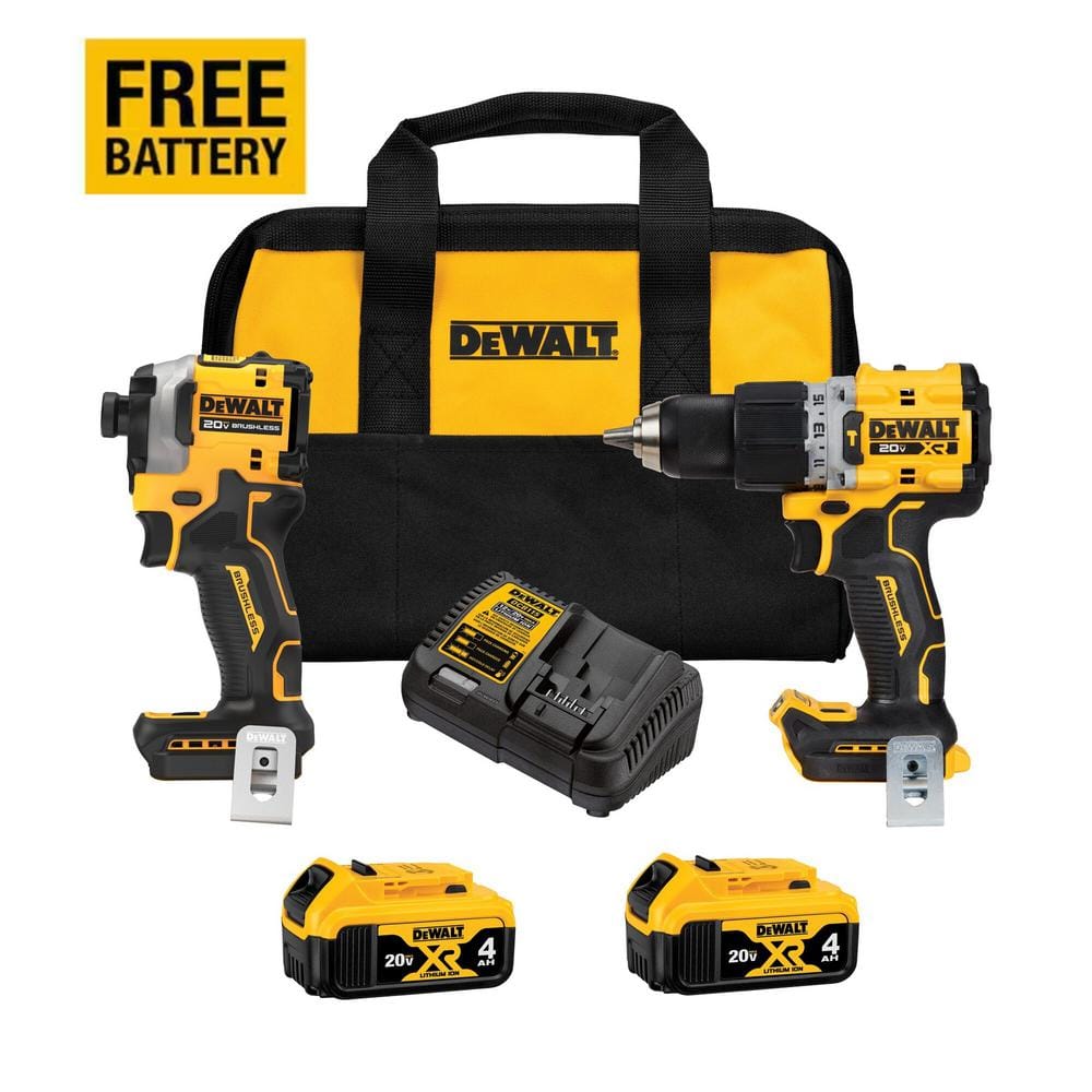 DEWALT 20V MAX XR Hammer Drill and ATOMIC Impact Driver Tool Combo Kit  with (2) 4.0Ah Batteries, Charger, and Bag DCK2050M2 The Home Depot