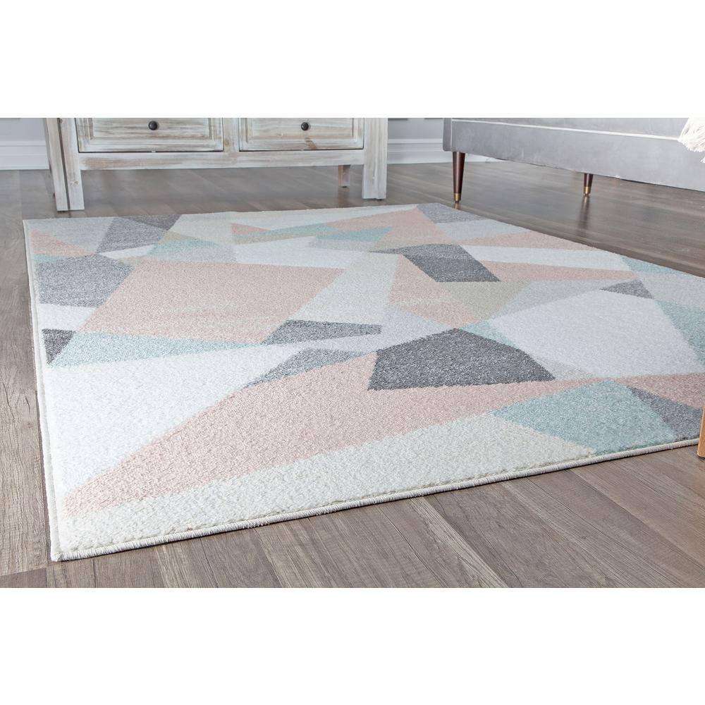 Milkshake Geometric 8' x 10' Gray Synthetic Area Rug