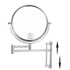 8.7 in. W x 13 in. H Round Metal Framed Adjustable Wall Bathroom Vanity Mirror in Chrome