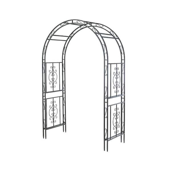 Evergreen 84 in. x 53 in. Metal Montebello Scrollwork Garden Arbor