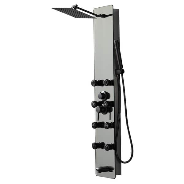 BWE 8Jet Multifunction Mirror Shower Panel System With Adjustable Rainfall Shower Head Handheld