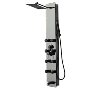 8-Jet Multifunction Mirror Shower Panel System With Adjustable Rainfall Shower Head Handheld Shower head in Black Nickel