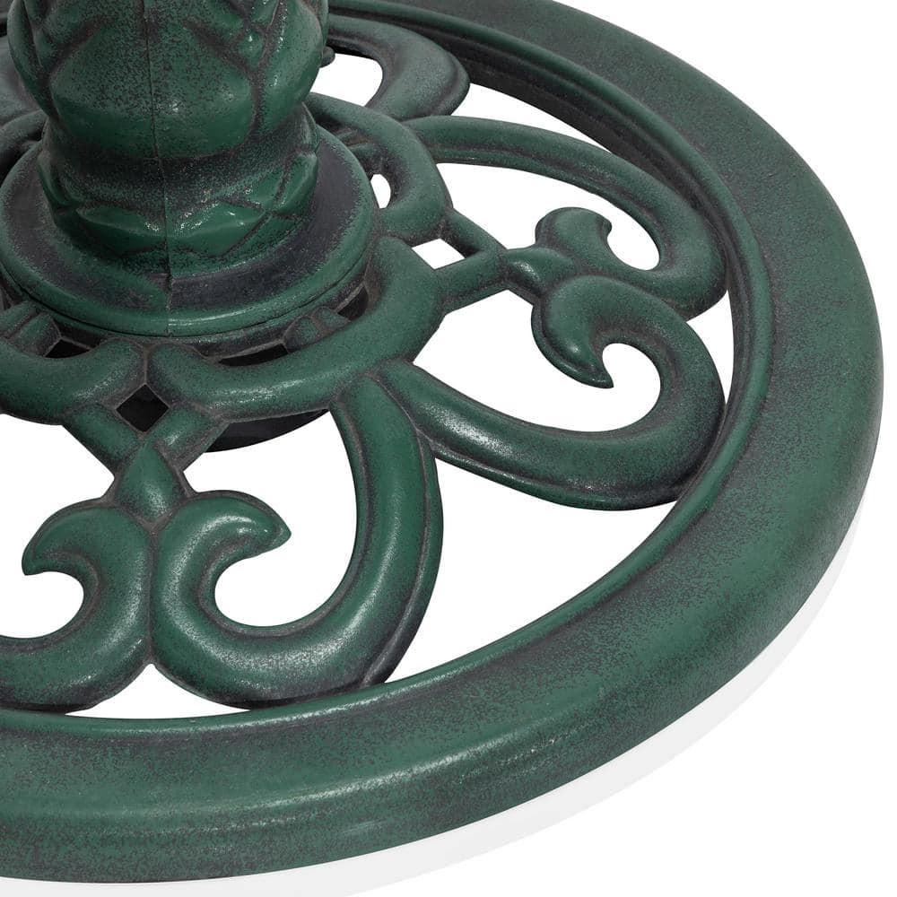 Green Plastic Scrollwork Bird Bath with Stand