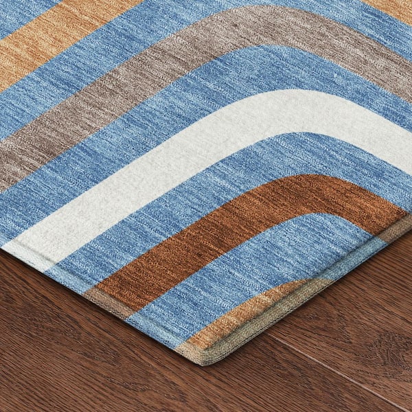 Mayfield Premium Machine Washable Abstract AMF2551 Denim 8 ft. x 10 ft. Area Rug