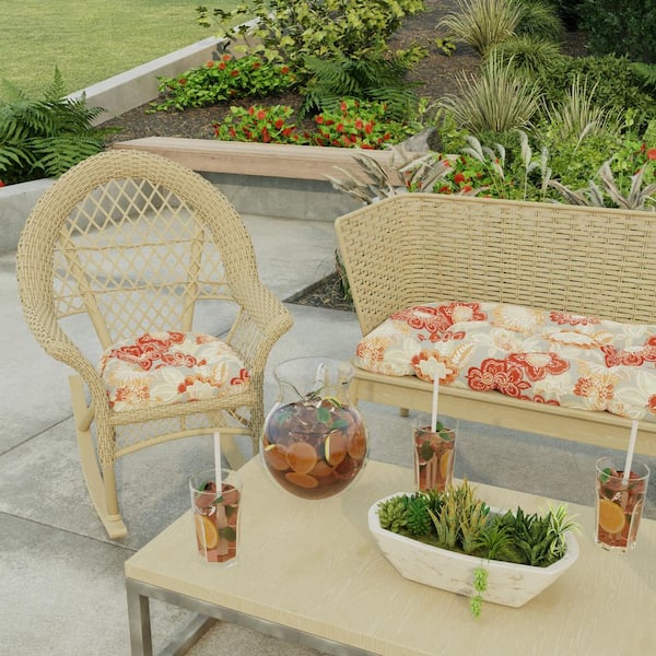 Sunnydaze Outdoor Square Tufted Seat Cushion - Red Stripe - Set of