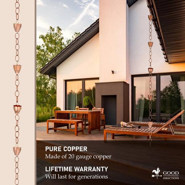 Good Directions 100% Pure Copper Crocus Rain Chain, 8-1/2 ft