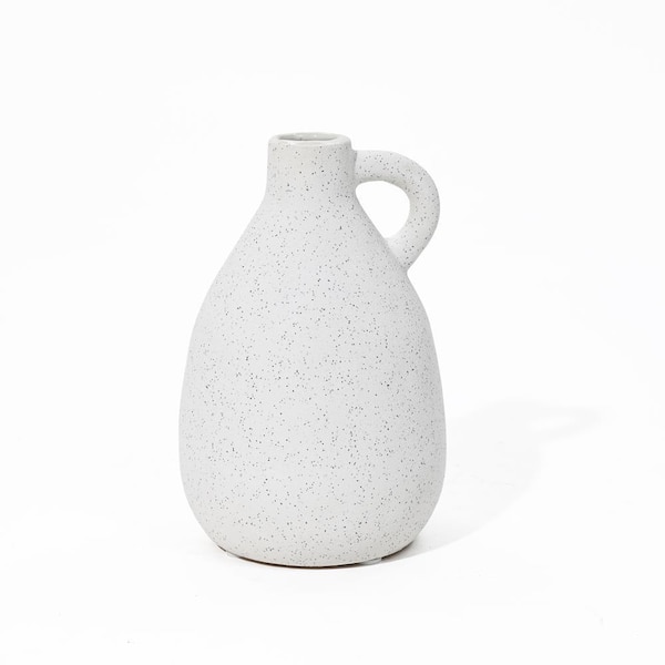 LuxenHome Ceramic Pitcher Round Vase in White
