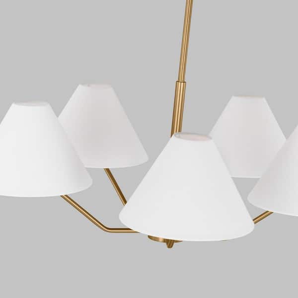 Summer 5-Light Modern Matte White & Satin Brass Chandelier by Visual  Comfort Studio at Destination Lighting