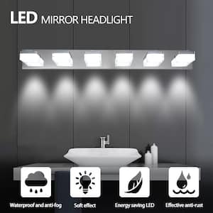 38.2 in. 6-Light Silver LED Vanity Light Bathrooms and Makeup Tables Mirror Light