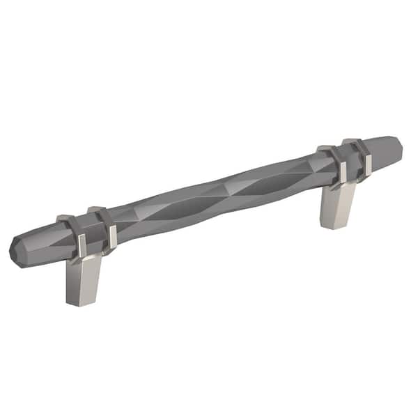Amerock London 5-1/16 in. (128mm) Modern Black Chrome/Satin Nickel Bar Cabinet Pull