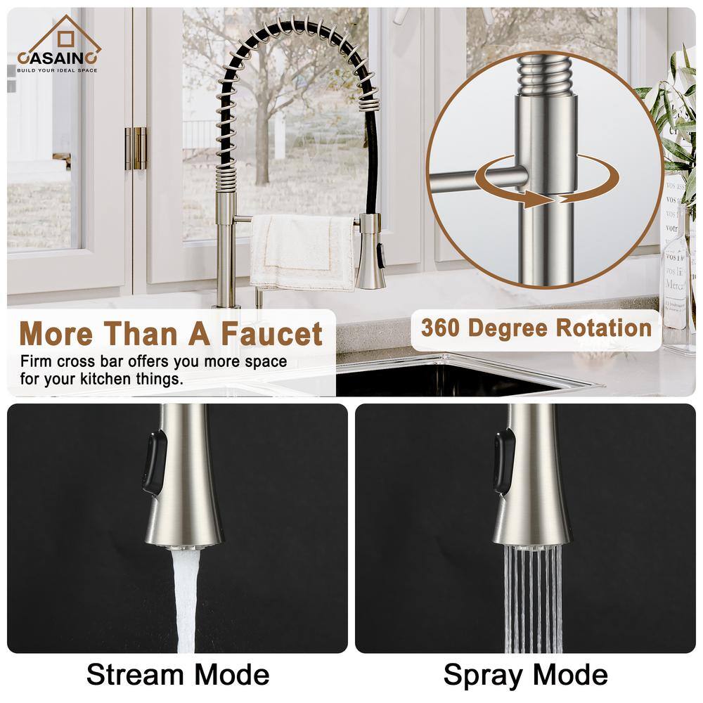33" Brushed Nickel Stainless Steel Apron Kitchen Sink with Faucet