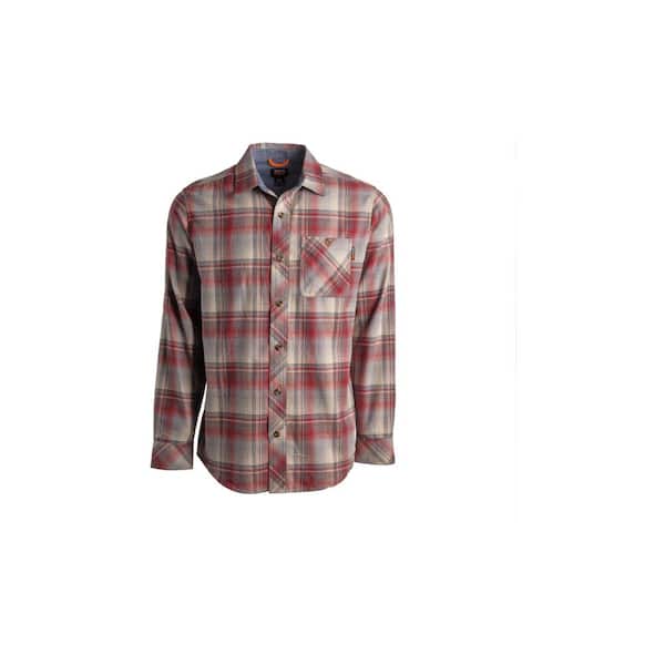 Timberland PRO Woodfort Men's Medium Maroon Portland Plaid Mid-Weight Flannel Button Down Work Shirt