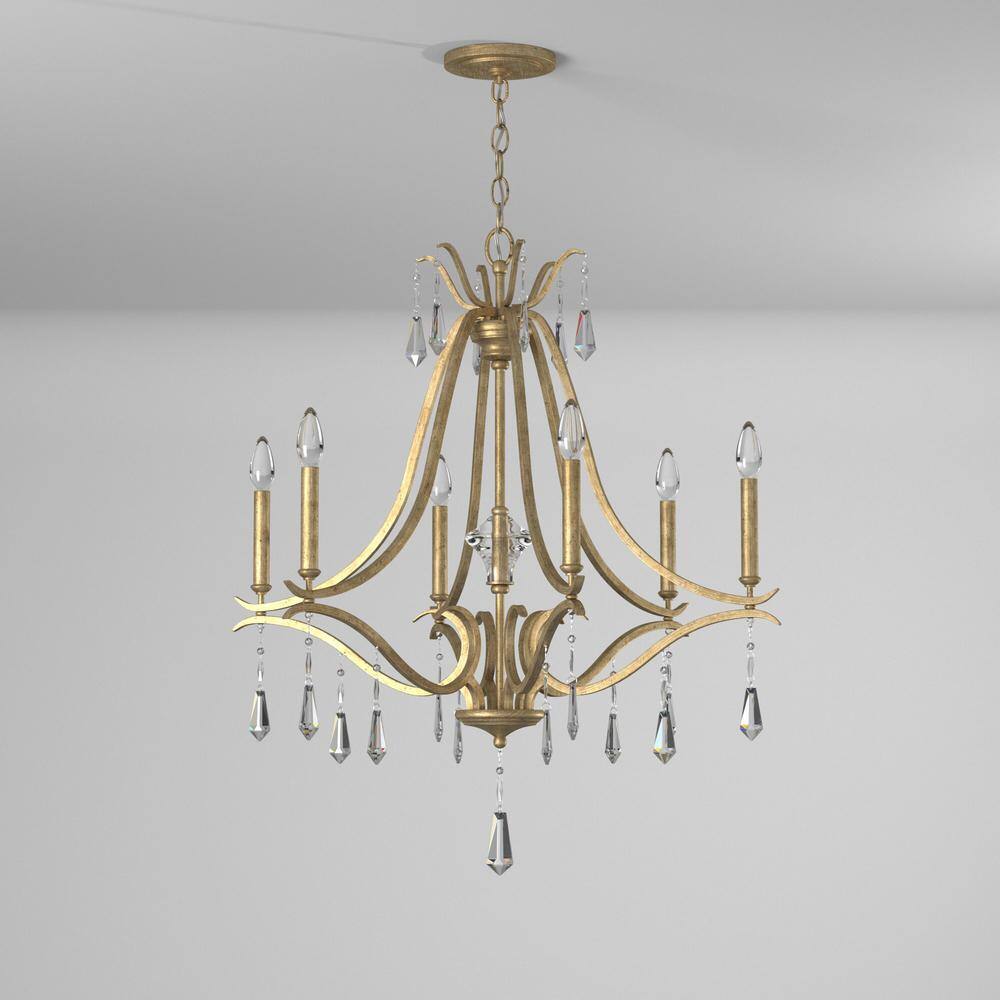 Brio Gold 6-Light Chandelier with Crystal Accents
