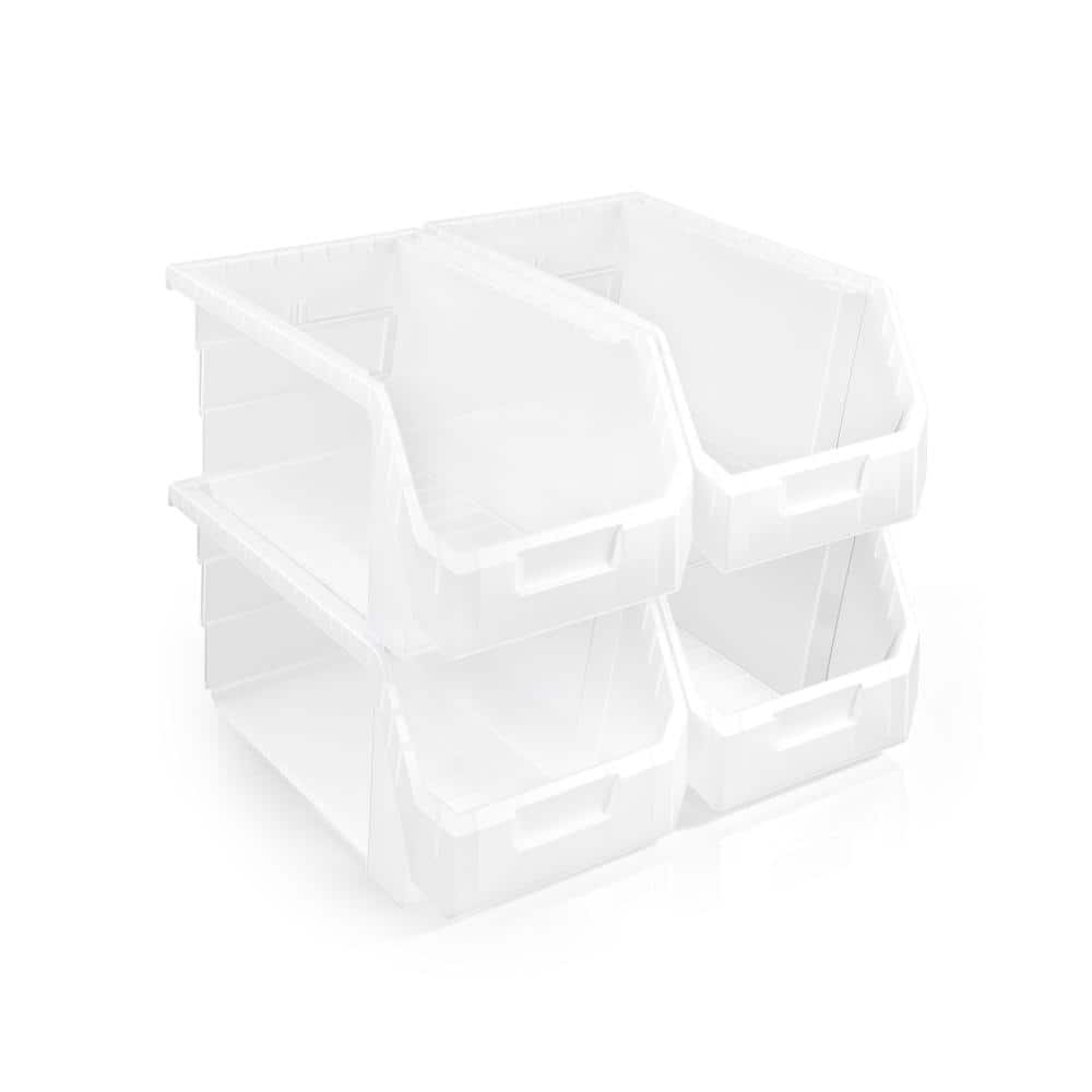 Open Front Stackable Garage Plastic Storage Bin – Organize Tools, Hardware & Shelving - Large, Set of 4, Clear price history on PriceWatchPro