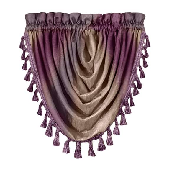 ACHIM Ombre 42 in. L Polyester Window Curtain Waterfall Valance in Aubergine