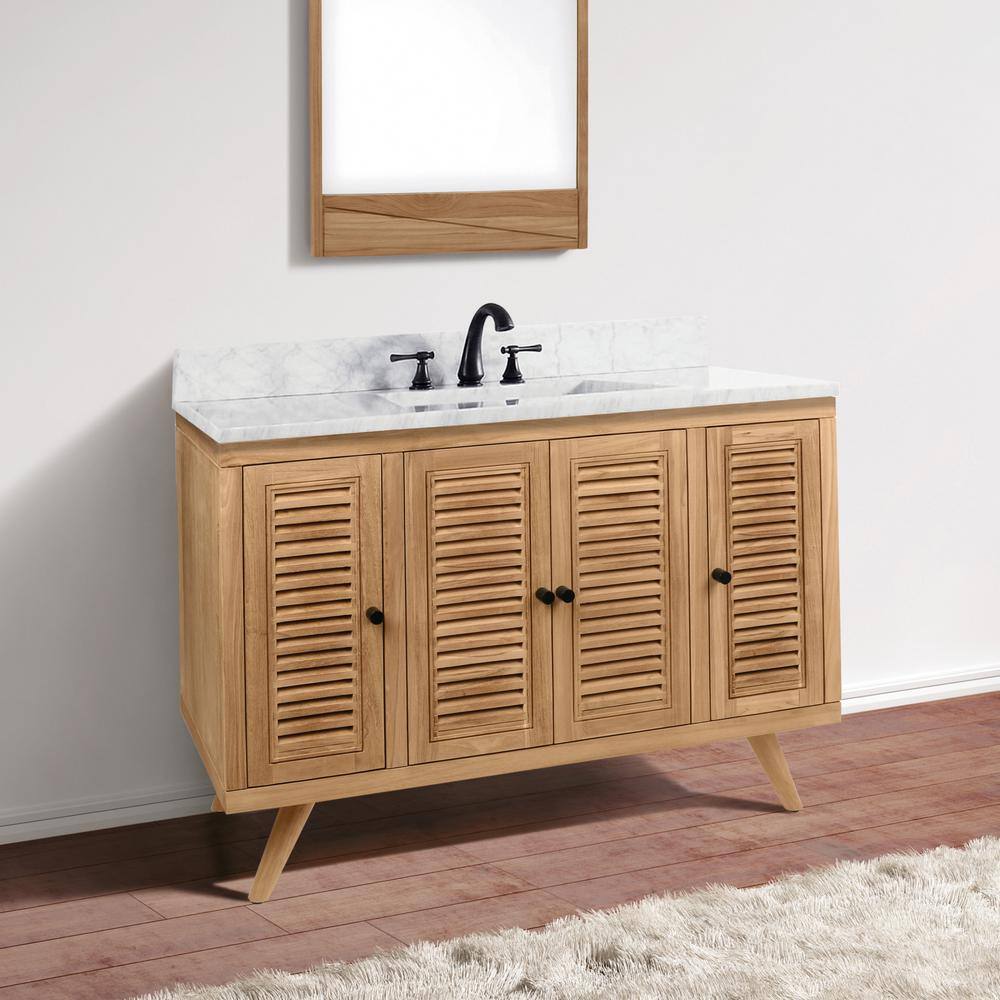 Harper Transitional 48" Teak Solid Wood Freestanding Vanity Base