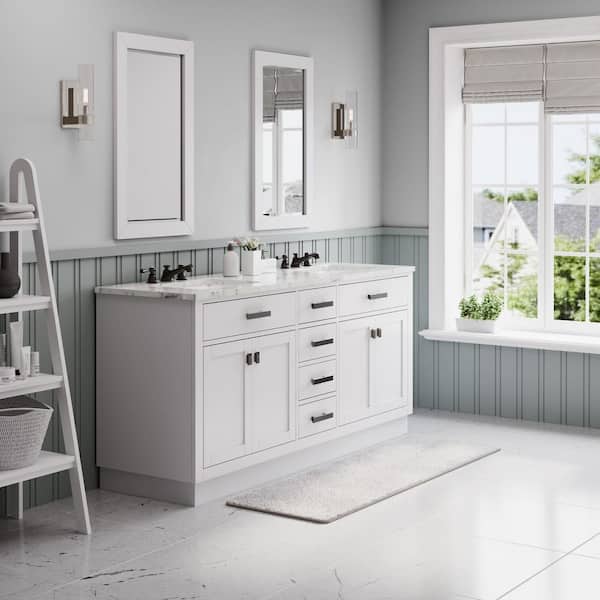 Hartford 72 In. W x 22 In. D Bath Vanity in White with Marble Vanity Top with White Basin