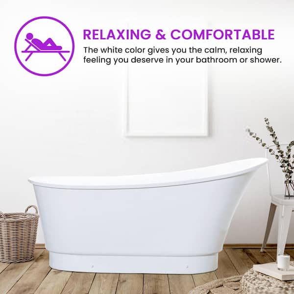 Cannes 67 in. Acrylic Flatbottom Freestanding Bathtub in White Cannes 67 in. Acrylic Flatbottom Freestanding Bathtub in White