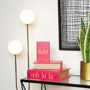 Rectangle Wooden "Ooh La La" Faux Storage Book Box with Gold Lettering (Set of 3)