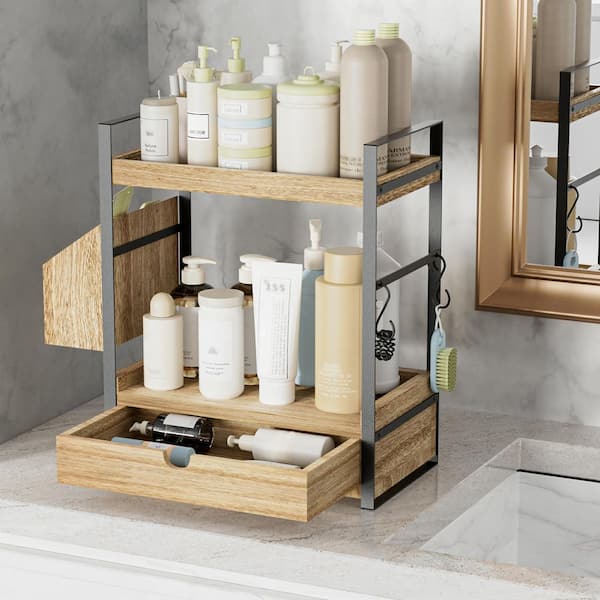 Wudkey Wood Countertop Organizer with Drawer and Baskets