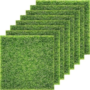 8-Packs 6 x 6 in. Green Artificial Panel Grass for Table top, Wall and Flooring Decor