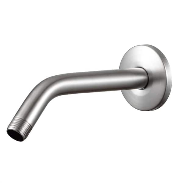 6 in Brushed Nickel Stainless Steel Wall-Mount Shower Arm with Flange for Fixed and Handheld Showerheads