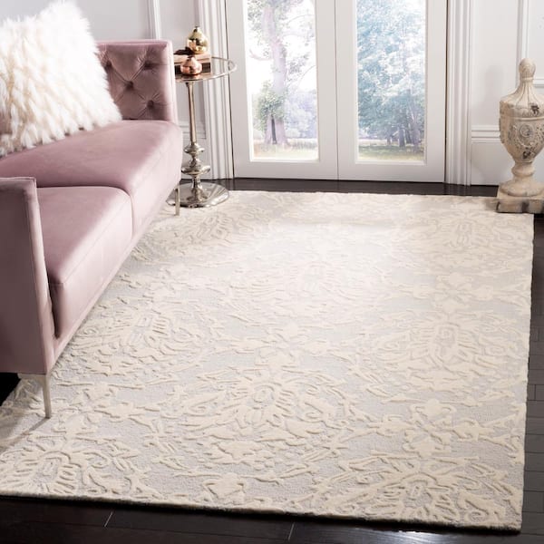 Blossom Light Gray/Ivory 9 ft. x 12 ft. Geometric Diamond Floral Area Rug