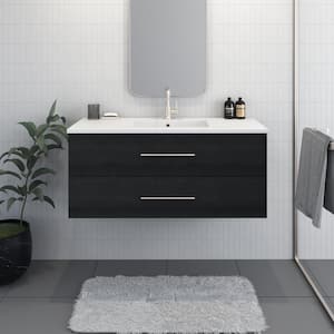 Napa 48 in. W x 20 in. D Single Sink Bathroom Vanity Wall Mounted In Black Ash With Acrylic Integrated Countertop