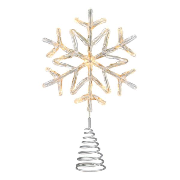 PHILIPS 14.5 in. 3 Function Bi-Color LED Acrylic Snowflake Christmas Tree Topper