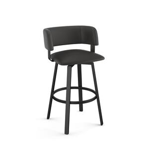 Stinson 26 in. Black Faux Leather / Black Metal Counter Stool