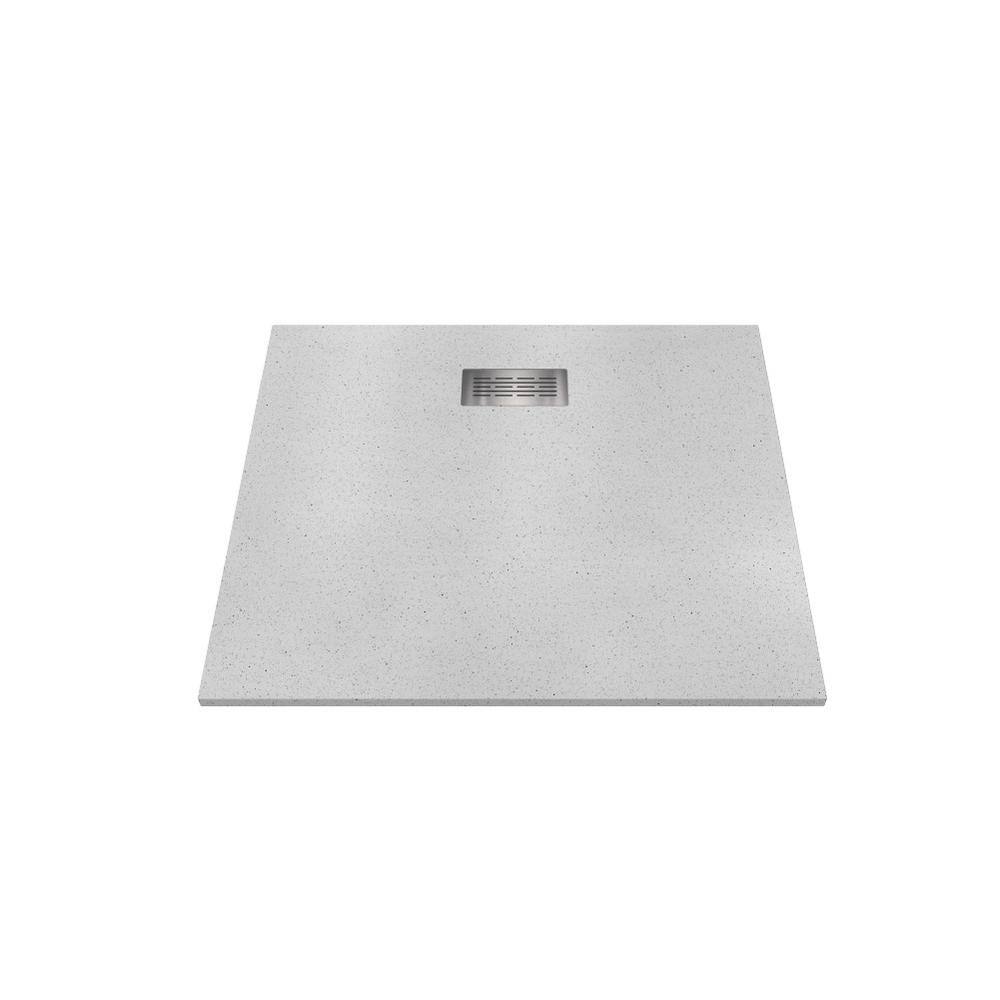 CASTICO 48 in. L x 42 in. W x 1.125 in. H Alcove Composite Shower Pan Base with Center Back