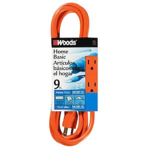 9 ft. 14/3 Multi-Outlet (3) Extension Cord with Power Tap, Orange