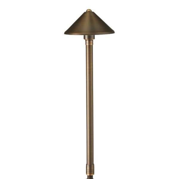 LED Outdoor low voltage landscape lighting solid cast brass round hood  surface step light architectural bronze