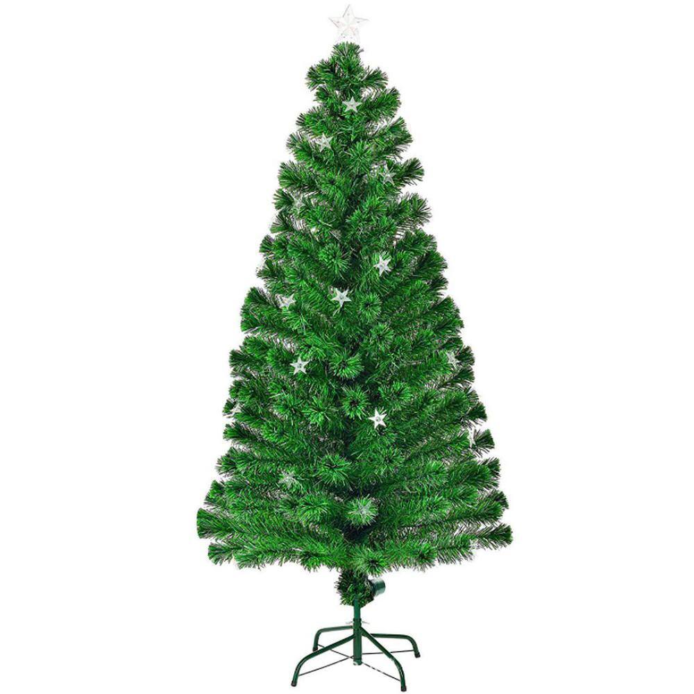 Huluwat 7 ft. Grass Green Prelit Hinged Artificial Christmas Tree with