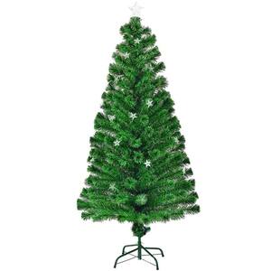 7 ft. Grass Green Pre-lit Hinged Artificial Christmas Tree with 4 LED RGB Lights
