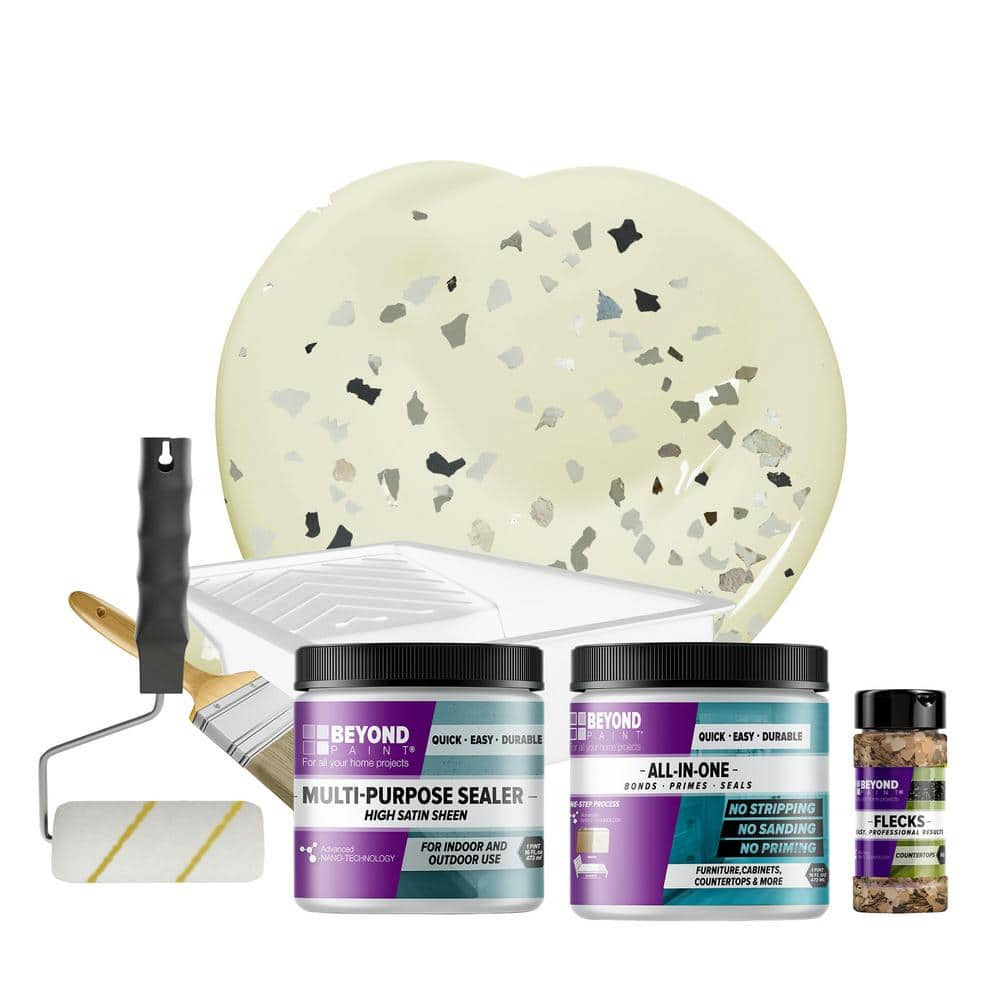 BEYOND PAINT BEYOND PAINT Off White Flat Countertop Kit with Smoked Gray Flecks BP43S The Home Depot