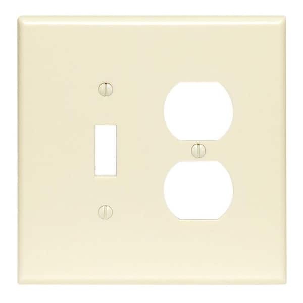 50 Leviton 2G Ivory Toggle Switch Duplex Outlet Cover Plastic Wallplates 86005 