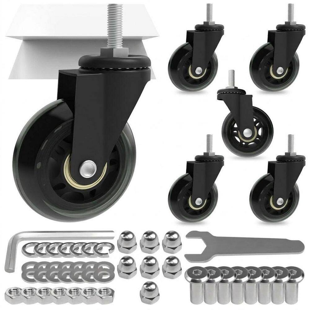 6 Pack Black 2.5 in. Swivel Caster Wheels Heavy Duty Builders Hardware Quiet Polyurethane No Marking 100 lb price history on PriceWatchPro