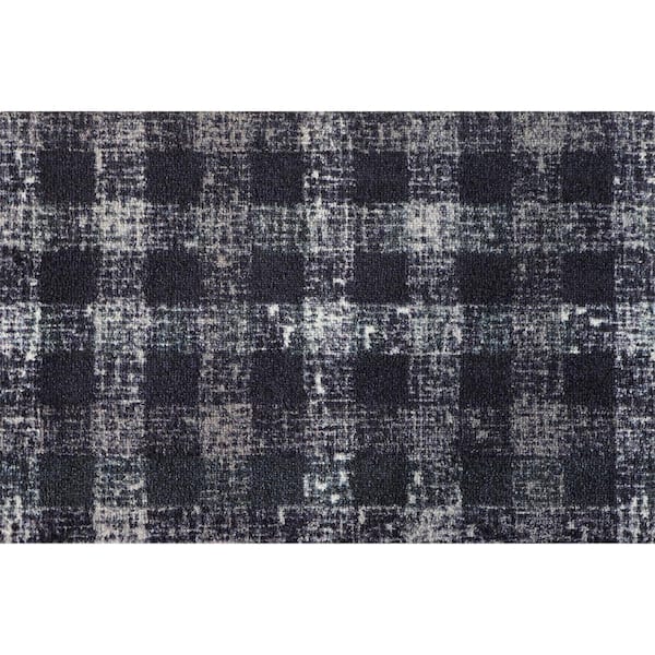 Bungalow Flooring ColorStar Sketch Plaid Blue 22 in. x 34 in. Machine Washable Indoor Door Mat