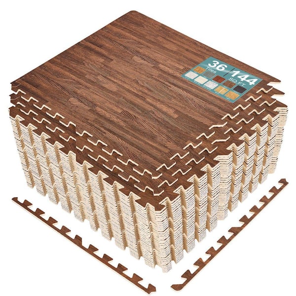 Dark Brown 24 in. W x 24 in. L x 0.38 in. Thick Foam Interlocking Gym Floor -Tiles (36-Tiles/Pack) (144 sq. ft. )