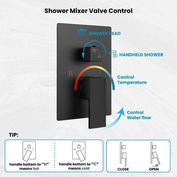 Lynzavix 2-Piece Rainfall Bathroom Shower System with 10 Inch Rain