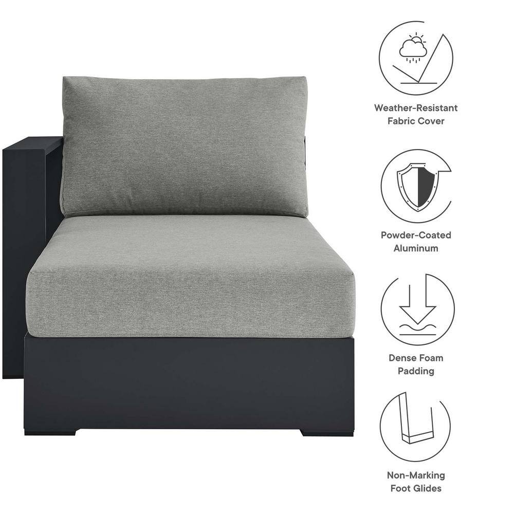 Tahoe Gray Powder-Coated Aluminum Outdoor Patio Modular Chaise Lounge