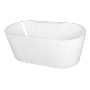 66.5 in. Acrylic Center Drain Oval Flatbottom Freestanding Bathtub in White