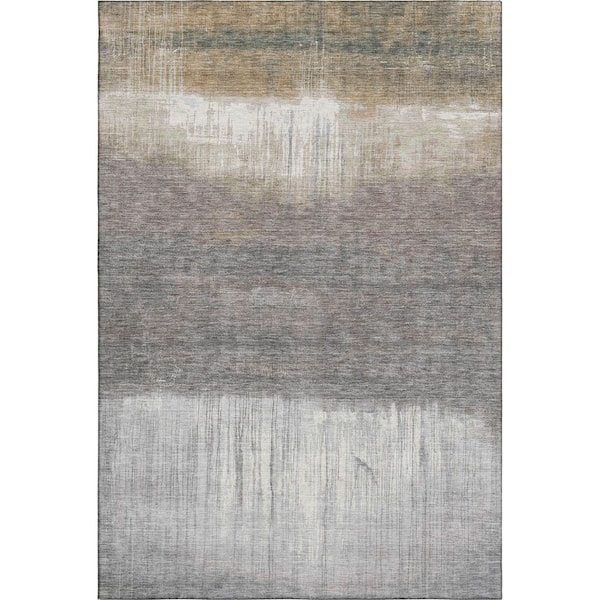 Mayfield Premium Machine Washable Abstract AMF2118 Taupe 10 ft. x 14 ft. Area Rug