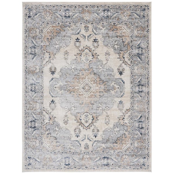 Oregon Beige/Gray 11 ft. x 15 ft. Distressed Floral Medallion Area Rug