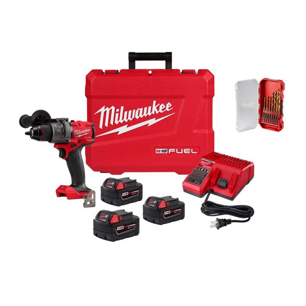 M18 FUEL 18V 1/2 in. Drill/Driver Kit w/ (3) 5. 0Ah Batteries, Hard Case with 15-Pc Titanium Set price history on PriceWatchPro